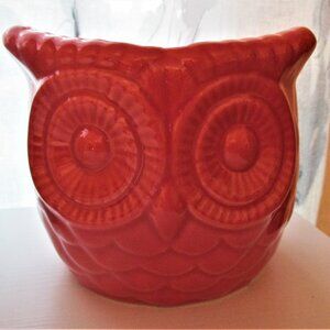 Ceramic Red Owl Planter/Vase